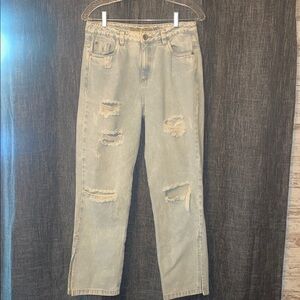 Classic Distressed Straight Leg Jeans